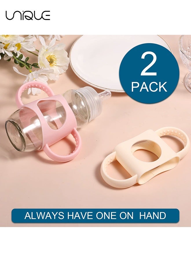 Unique 2pcs Baby Bottle Handles for Dr Brown Narrow Baby Bottle, Soft Comfortable Material Silicone BPA Free for Dr Brown Bottle with Easy Grip Handle Over Six Months Baby (Light Pink, Creamy White)  - Image 4