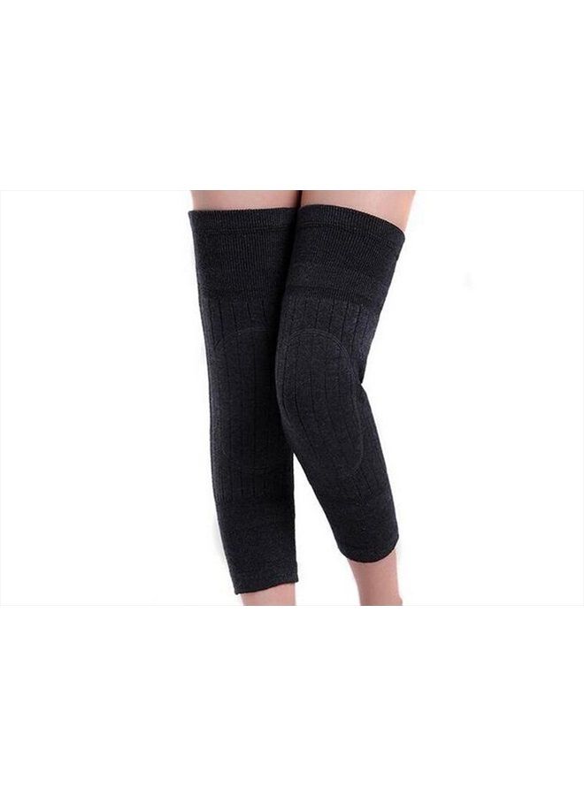 erioctry وسادات دعم الركبة من كشمير صوف للجنسين دافئة شتوية قابلة للتنفس وسادات دافئة للركبة كم وسادات للركبة جورب للنساء والرجال للرياضات الخارجية (أسود) - Image 1