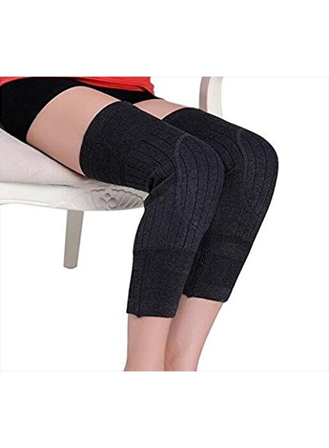 erioctry وسادات دعم الركبة من كشمير صوف للجنسين دافئة شتوية قابلة للتنفس وسادات دافئة للركبة كم وسادات للركبة جورب للنساء والرجال للرياضات الخارجية (أسود) - Image 4