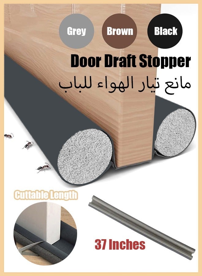 Door Draft Stopper Under Door Noise Blocker Sound Light Air Proof Sealer for Bottom of Door Adjustable Soundproof Insulation Strip Doors Draft Guard 37 inch  - Image 1