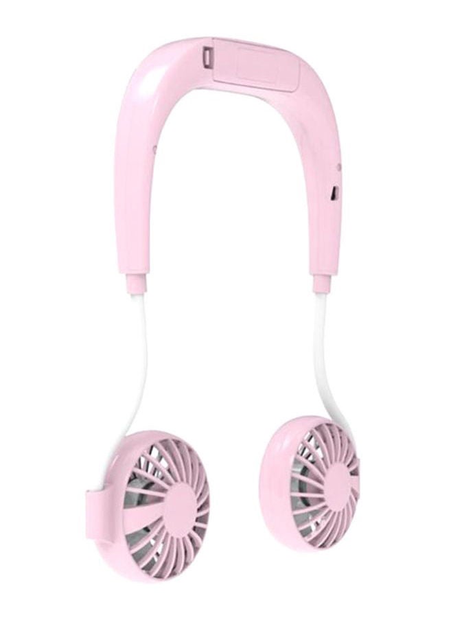 NIBEMINENT Personal Neck Portable Rechargeable Dual Fan YU-1903 Pink/White - Image 1