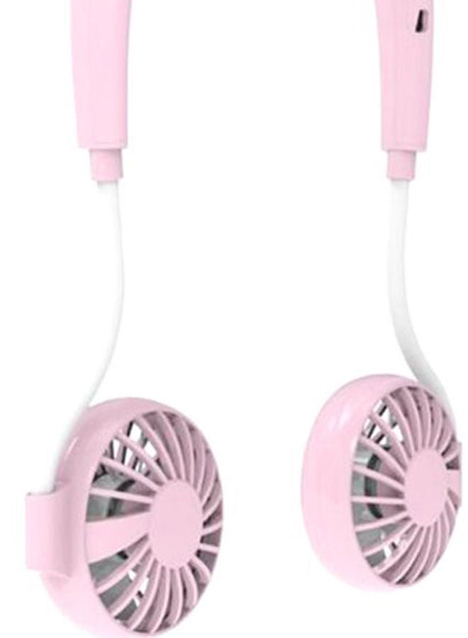 NIBEMINENT Personal Neck Portable Rechargeable Dual Fan YU-1903 Pink/White - Image 3