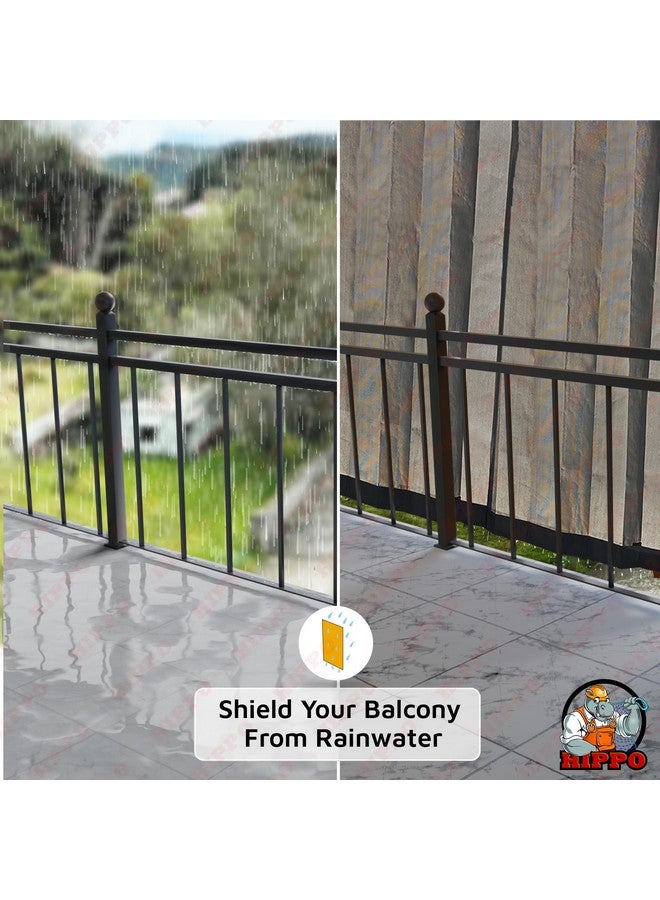 HIPPO Waterproof Plastic Outdoor Balcony Curtain HDPE Fabric Sun & Rain Protection for Balcony 9ft Long Door Curtain (Pebble-Grey | 4.50FTX9.00FT | 2PC) - Image 3