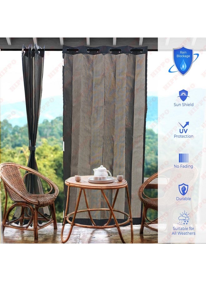 HIPPO Waterproof Plastic Outdoor Balcony Curtain HDPE Fabric Sun & Rain Protection for Balcony 9ft Long Door Curtain (Pebble-Grey | 4.50FTX9.00FT | 2PC) - Image 2