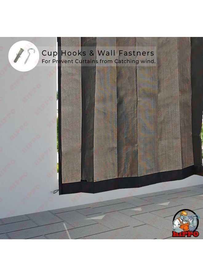 HIPPO Waterproof Plastic Outdoor Balcony Curtain HDPE Fabric Sun & Rain Protection for Balcony 9ft Long Door Curtain (Pebble-Grey | 4.50FTX9.00FT | 2PC) - Image 5
