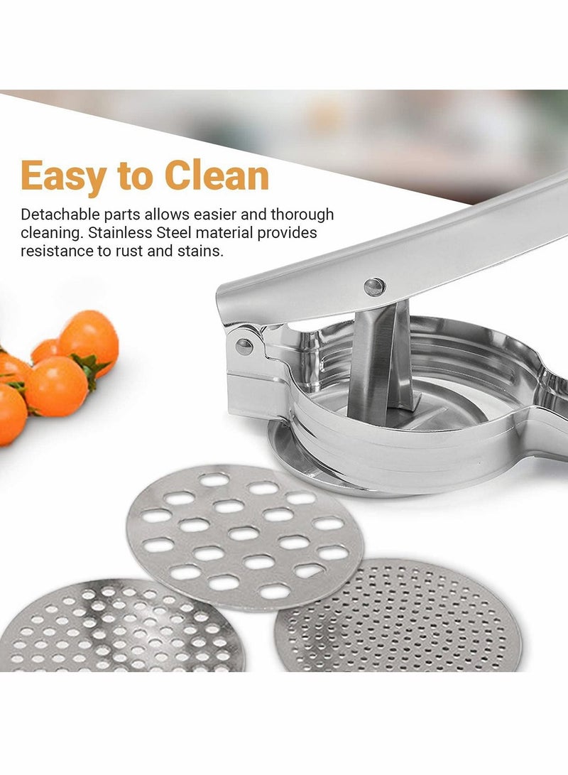 KASTWAVE Stainless Steel Potato Ricer, Potato Masher for Potatoes, Fruits, Vegetables, Yams, Squash, Baby Food and More with 3 Interchangeable Discs for Fine - Image 3