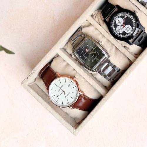 La Trove 5 Slot Watch Organizer Tray for Men & Women | Watch Storage Tray for Watches, Smartwatches & Bracelets | Watch Display Organizer for Wardrobe Drawer | Cream - Image 5