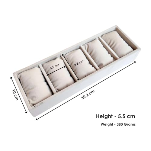 La Trove 5 Slot Watch Organizer Tray for Men & Women | Watch Storage Tray for Watches, Smartwatches & Bracelets | Watch Display Organizer for Wardrobe Drawer | Cream - Image 3