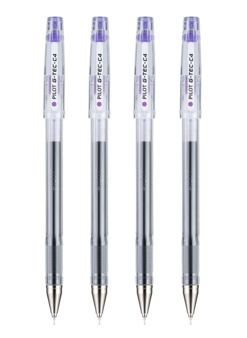 PILOT 4-Piece G-Tec Ultra Fine Roller Pen 0.4mm Tip Violet Ink  - Image 1