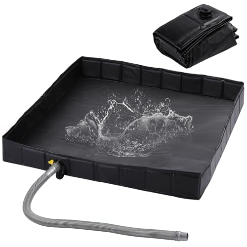 KRUI Camping Shower Base, Foldable Shower Tent Awning Base with Drain Hose to Keep Feet Clean, Portable Shower Pan for Indoor and Outdoor - Image 1