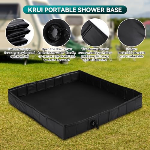 KRUI Camping Shower Base, Foldable Shower Tent Awning Base with Drain Hose to Keep Feet Clean, Portable Shower Pan for Indoor and Outdoor - Image 4