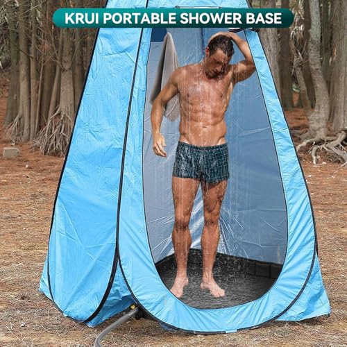 KRUI Camping Shower Base, Foldable Shower Tent Awning Base with Drain Hose to Keep Feet Clean, Portable Shower Pan for Indoor and Outdoor - Image 2