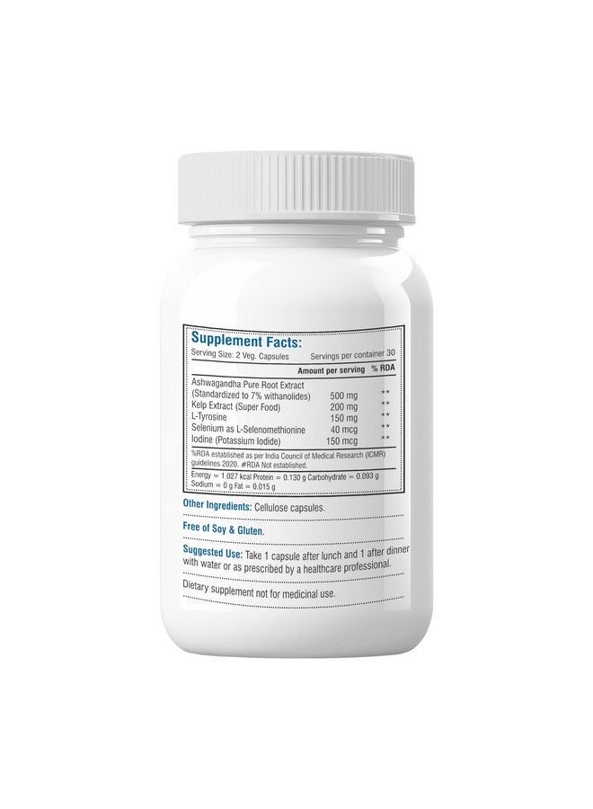 Biotrex Nutraceuticals Thyroid Care Supplement With Ashwagandha, Sea Kelp, Selenium, L-Tyrosine & Iodine, Supports Thyroid Health, Good mood - 60 Vegetarian Capsules - Image 2