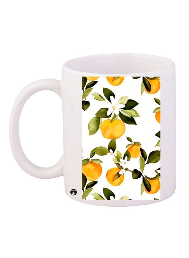 Fruits Printed Coffee Mug White/Orange/Green 11ounce
