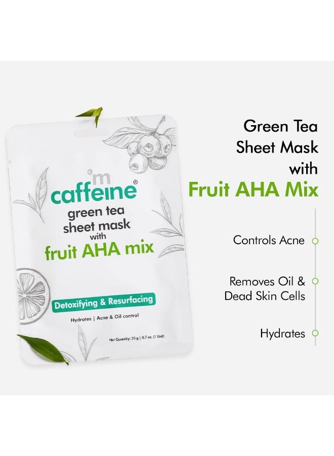 إم كافيين أقنعة أوراق ممزوجة بفيتامين C ونياسيناميد وفاكهة مع الشاي الأخضر للبشرة المتجددة - تقلل البقع الداكنة ، وتشد المسام وتتحكم في حب الشباب - أقنعة ملاءة للوجه للنساء والرجال - 3 أقنعة - Image 2