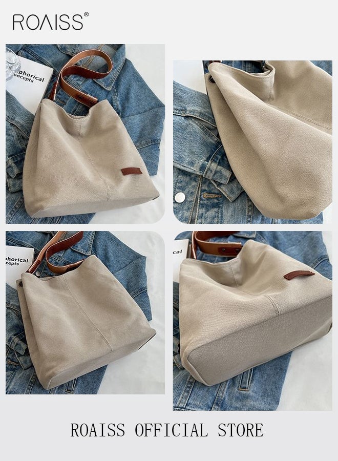 roaiss Large-Capacity Canvas Bag for Women Can Be Used As A Cross-Body Bag Fashionable and Versatile Retro Casual Tote Bag  - Image 5