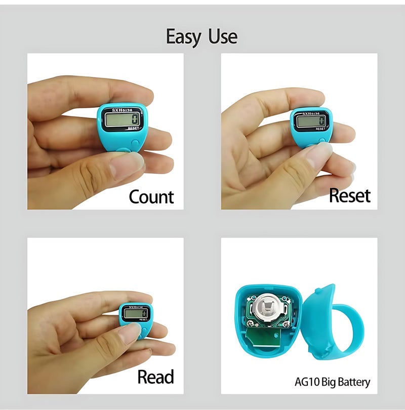 Digital Finger Counter With LCD Display Portable Mini Tasbeeh Tally Counter One Size Adjustable Ring Max Count 99999 Battery Operated Random Color - Image 4