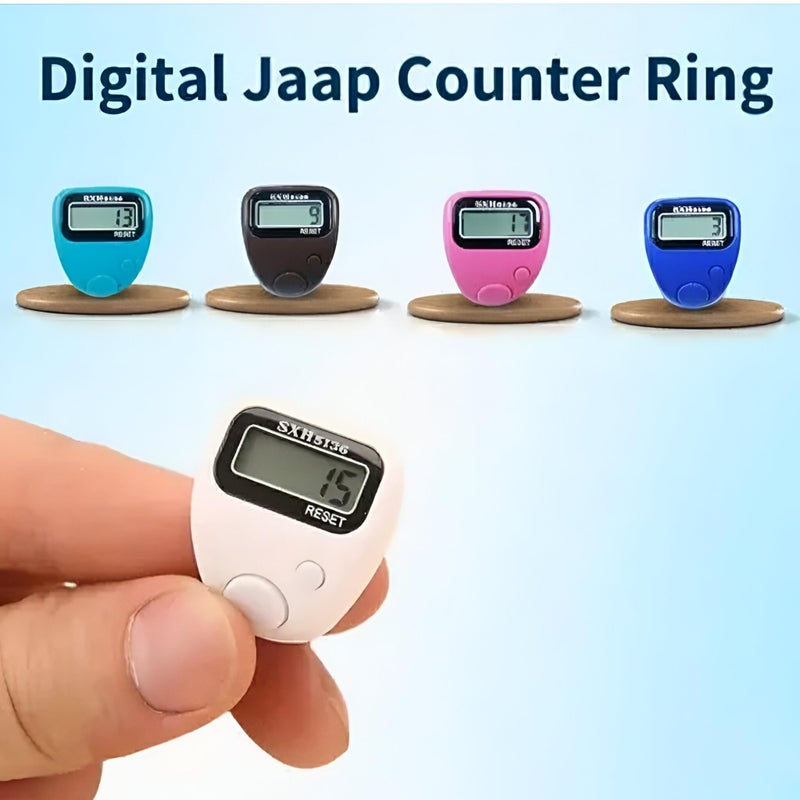 Digital Finger Counter With LCD Display Portable Mini Tasbeeh Tally Counter One Size Adjustable Ring Max Count 99999 Battery Operated Random Color - Image 1