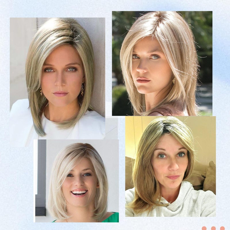 SCENTW Short White to Grey Wigs for White Women Natural Curly Short Layered Silver Gray Pixie Cut Wigs with White Bangs Synthetic Hair Silver WIG for Older Women - Image 4