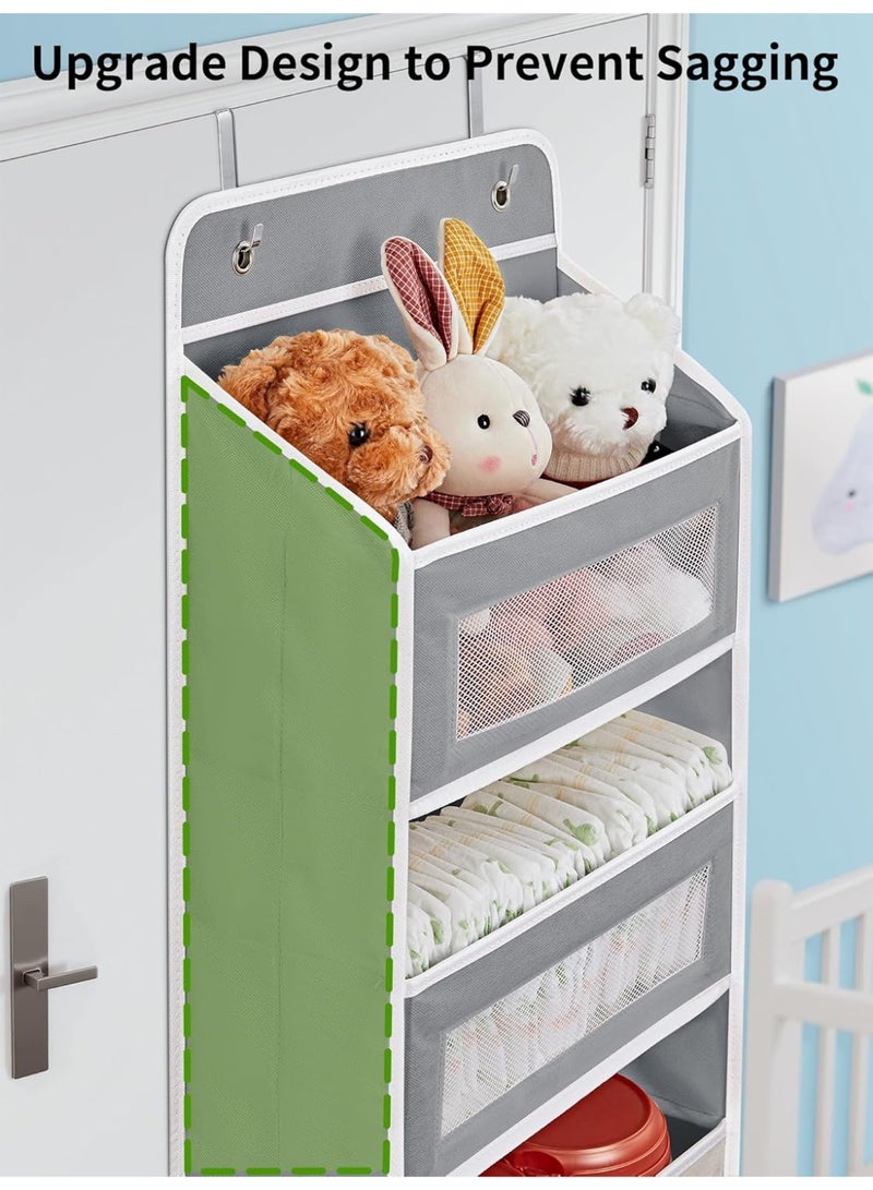 NIBEMINENT Over The Door Organizer Storage, 5 Shelf Hanging Door Organizer with 5 Large Capacity Pockets, Anti Tilt 44 lb Load Behind Door Storage for Bedroom, Bathroom, Pantry, Nursery,（Grey） - Image 4