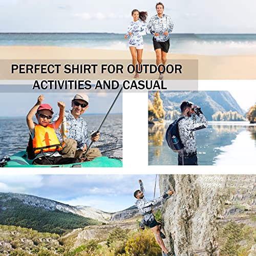 WELIGU Mens Shirts Sun Protection Fishing Shirt for Men UPF 50+ Moisture Wicking Rashguard Swimming Running Black and White X-Large - Image 5