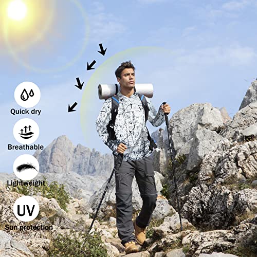 WELIGU Mens Shirts Sun Protection Fishing Shirt for Men UPF 50+ Moisture Wicking Rashguard Swimming Running Black and White X-Large - Image 4