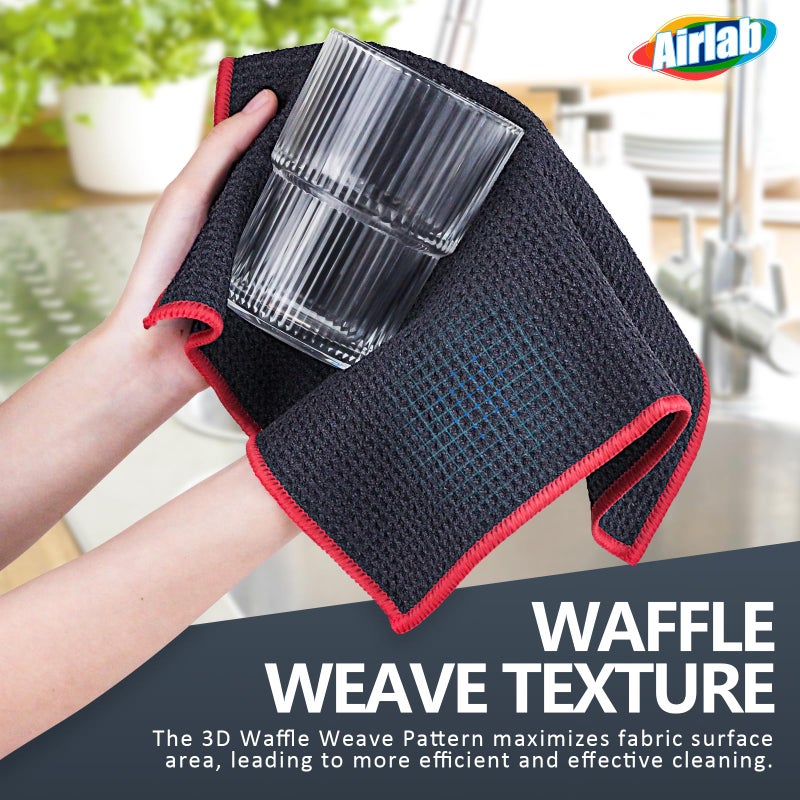 Airlab Microfiber Cleaning Cloth Waffle Weave Dust Rags for Household Kitchen Towel Absorbent Quick Drying Cleaning Rags Streak Free Lint Free, 6 Pack,12 x 12 Inches, Grey - Image 3
