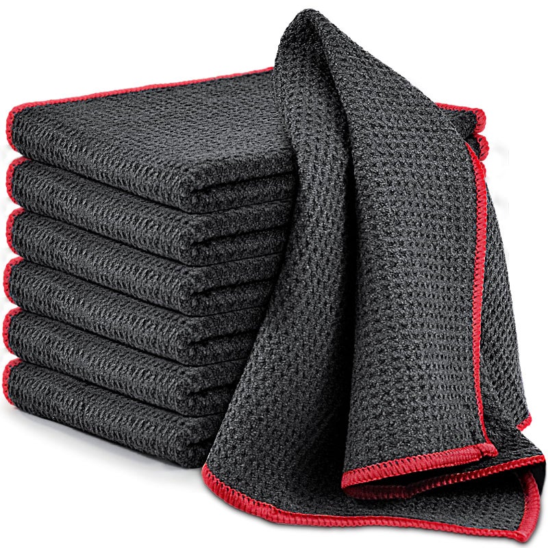 Airlab Microfiber Cleaning Cloth Waffle Weave Dust Rags for Household Kitchen Towel Absorbent Quick Drying Cleaning Rags Streak Free Lint Free, 6 Pack,12 x 12 Inches, Grey - Image 1