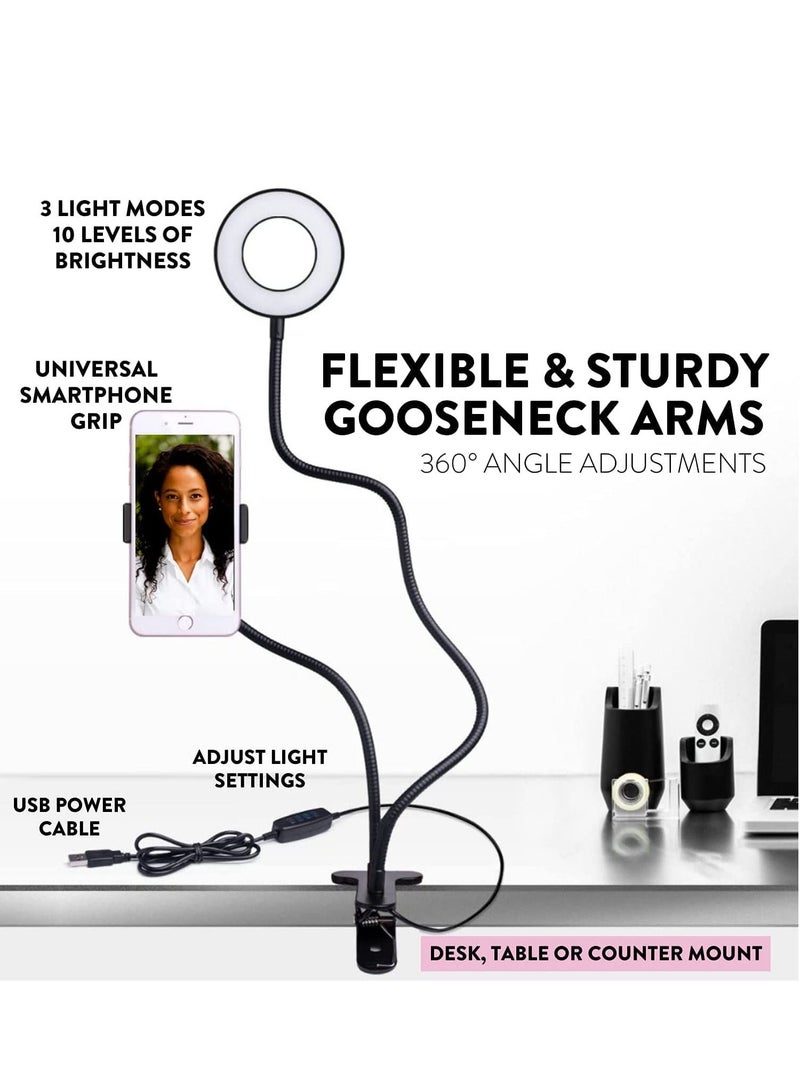 LEDIN Phone Holder With Selfie Ring Light Fill Flash Light Black  - Image 2