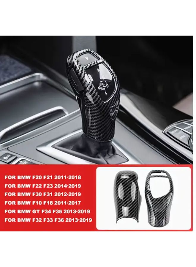 Gear Shift Knob Carbon Fiber Texture Lever Direct Fit For BMW 1 2 3 Series F20 F21 F22 F30 F32 F34 F36 F06 F10 F12 F15 F16 M Sport Design Glossy Black Durable Precise Shifting Easy Installation Polished Surface Enhanced Grip Sporty Interior Upgrade 2012 2019 - Image 1