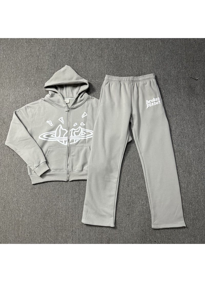 Generic - Broken Planet Xmas Red Velvet Hoodie and Pants Set Bp-p328 sweatshirt one piece: gray - Image 1