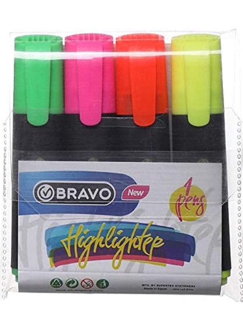 Bravo Highlighter Set of 4 Colors-Chisel Tip - Image 2