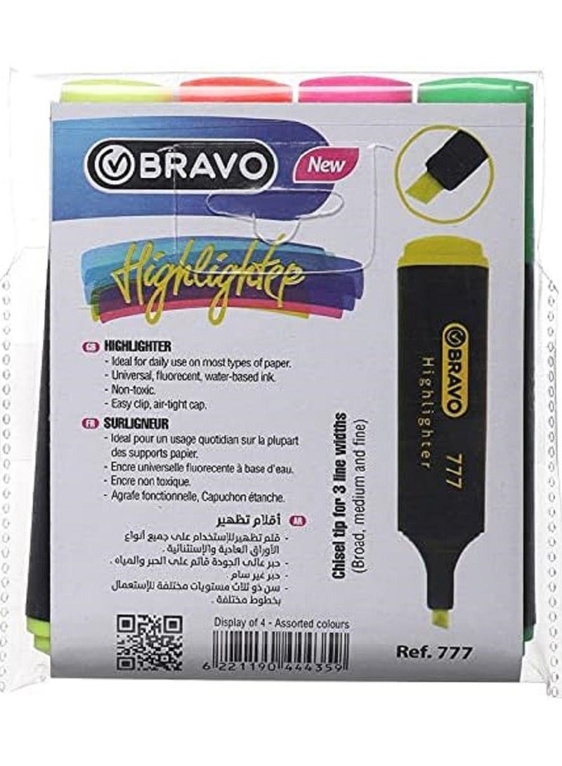 Bravo Highlighter Set of 4 Colors-Chisel Tip - Image 3