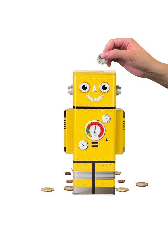 FunBlast Piggy Bank for Kids - Robot Piggy Bank, Money Saving Tin Coin Bank, Gullak for Kids - Birthday Return for Boys & Girls, Money Bank, Coin Box for Kid, Metal Coin Box (Yellow) - Image 1