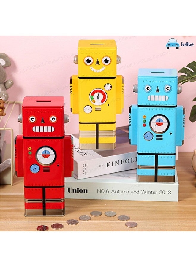 FunBlast Piggy Bank for Kids - Robot Piggy Bank, Money Saving Tin Coin Bank, Gullak for Kids - Birthday Return for Boys & Girls, Money Bank, Coin Box for Kid, Metal Coin Box (Yellow) - Image 5