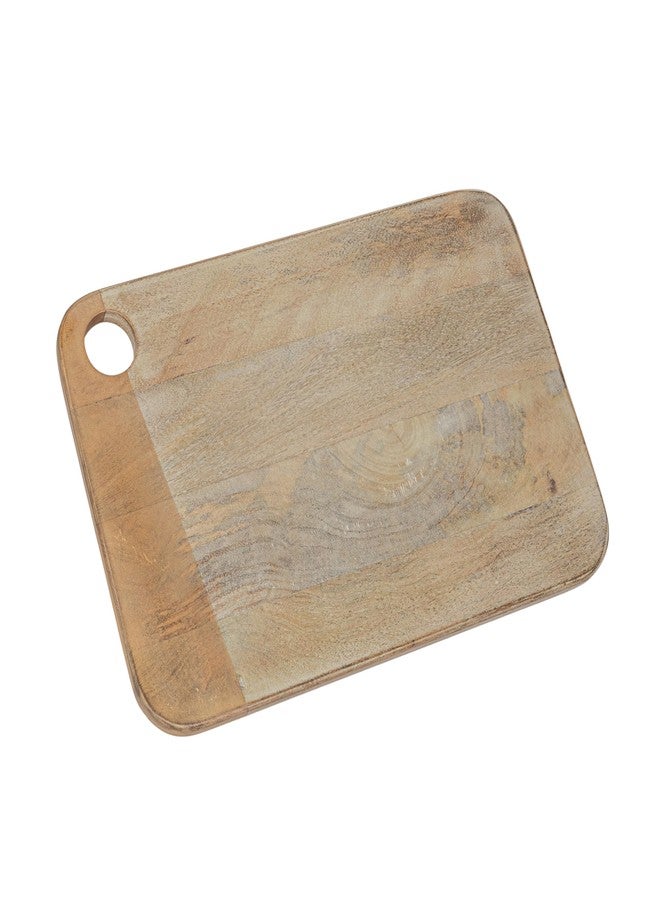 Creative Co-Op Wide Mango Wood Rectangle Cheese and Cutting Board with Handle, Whitewashed - Image 1
