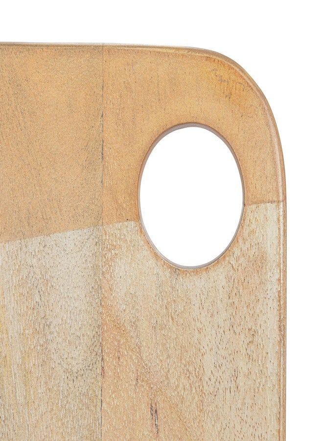 Creative Co-Op Wide Mango Wood Rectangle Cheese and Cutting Board with Handle, Whitewashed - Image 4
