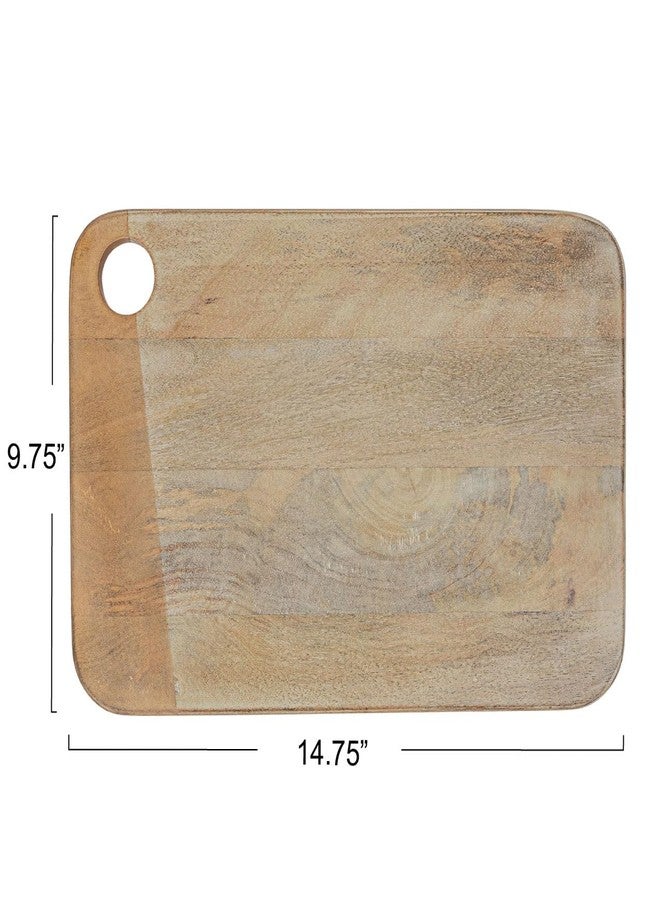 Creative Co-Op Wide Mango Wood Rectangle Cheese and Cutting Board with Handle, Whitewashed - Image 3