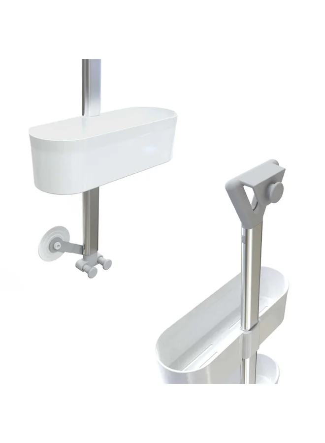 Primanova 2-Shelf Wall-Mount Shower Caddy White and Silver 8.5 x 25 x 7.5 cm