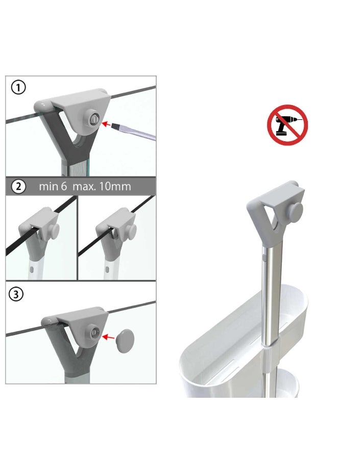 Primanova 2-Shelf Wall-Mount Shower Caddy White and Silver 8.5 x 25 x 7.5 cm - Image 3