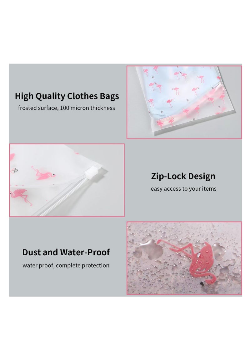 Excefore Zip Lock Sealable Bags, 35 x 45cm Large Plastic Travel Clothes Storage Bags, Space Saver Bags frosted Surface with Flamingo Patterns, Clear Seal Bags for Clothes, Shoes, Cosmetics (50Pcs)    ★★★Why ch - Image 2