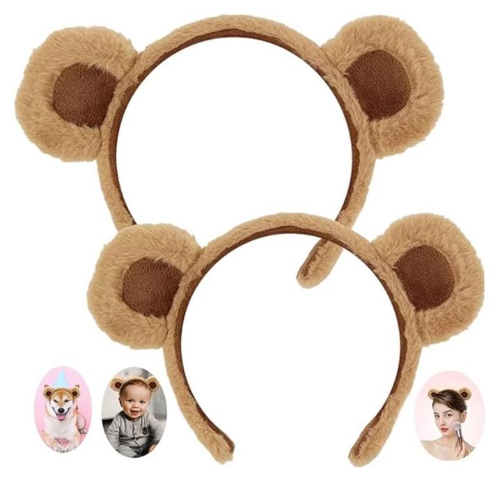 2 Pack Bear Ears Headband for Adult Women, Face Wash Headband, Costume Decoration, Soft and Durable for Party, Dance, Show, Cosplay - Image 1