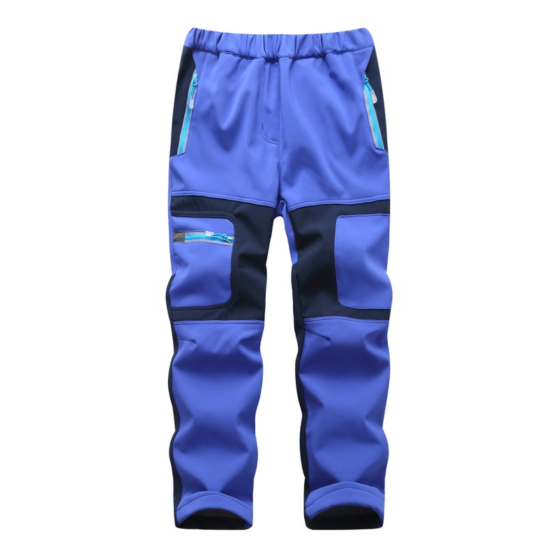 Student Children Soft Shell Pants Reflective Shark Skin Soft Shell Charge Pants Color-Block Warm Waterproof Windproof 1962 - Image 1