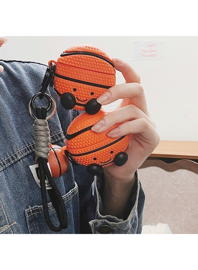 Three-dimensional Basketball Airpods Pro For Apple Wireless Bluetooth Earphone Case 1/2/3/4 Generation Cartoon Protective Case-Color:Basketball + Ring-Applicable Models:Airpods Pro/pro2