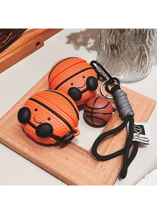 Three-dimensional Basketball Airpods Pro For Apple Wireless Bluetooth Earphone Case 1/2/3/4 Generation Cartoon Protective Case-Color:Basketball + Ring-Applicable Models:Airpods Pro/pro2