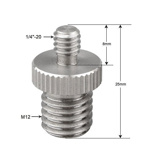 CAMVATE 1/4" Male to M12 Male Double-end Screw Adapter for DSLR Rig(2 Pieces) - 1571 - Image 2
