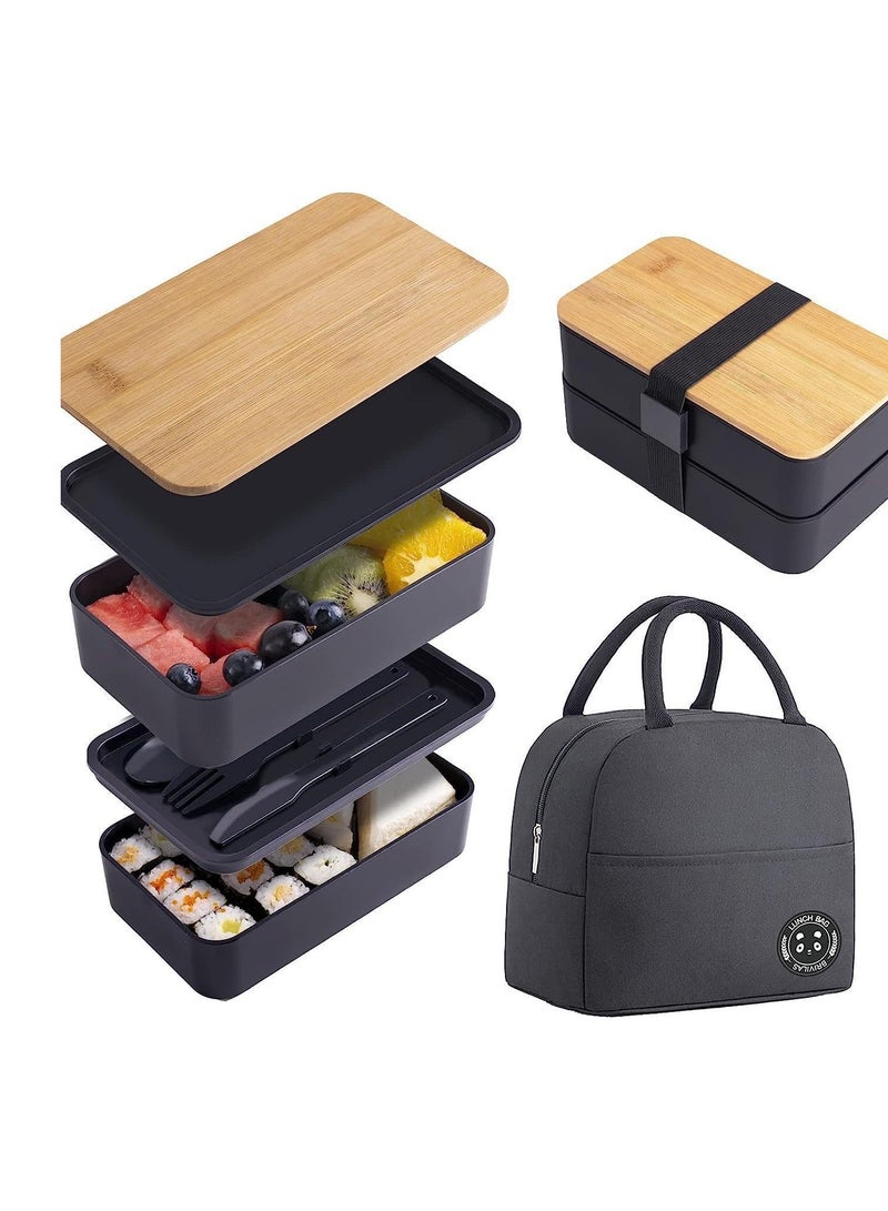 عام يمكن تسخين صندوق الغداء في فرن الميكروويف ، وينقسم صندوق بينتو ذو السعة الكبيرة إلى مقصورات. مجموعة صندوق غداء الطلاب ، صندوق غداء محمول للعاملين في المكتب. - Image 1