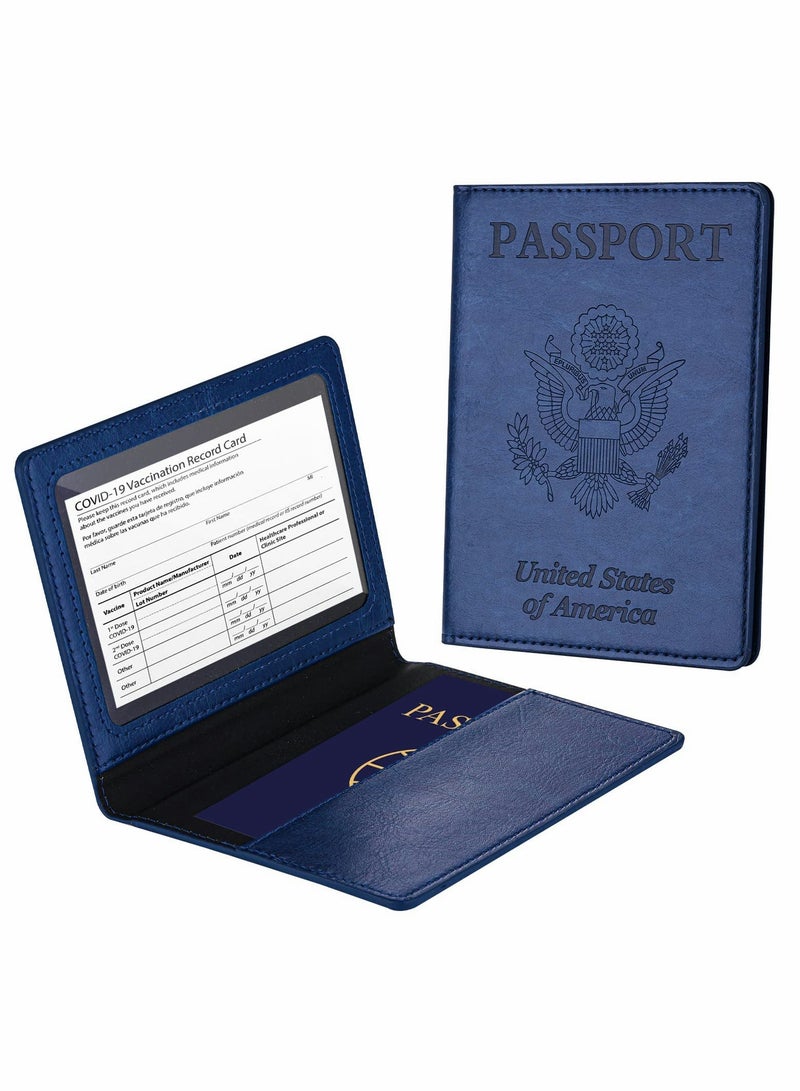 KASTWAVE Passport Card Holder, PU Leather Passport Holder with Vaccine Card Slot, Waterproof, Passport Cover Case Protector for Women Men - Image 1