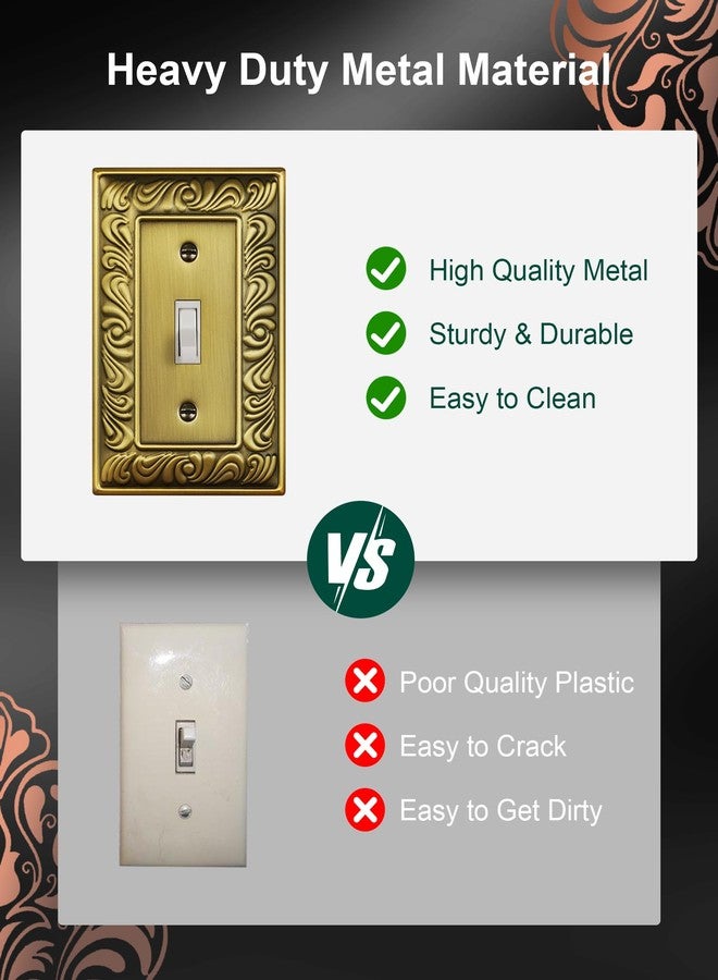 TREEWELL 4-Pack Single Toggle Light Switch Cover Plate, Paisley Pattern Decorative Switch Plate Covers, Antique Brass 1 Gang Metal Wall Plate, Corrosion Resistant - Image 4