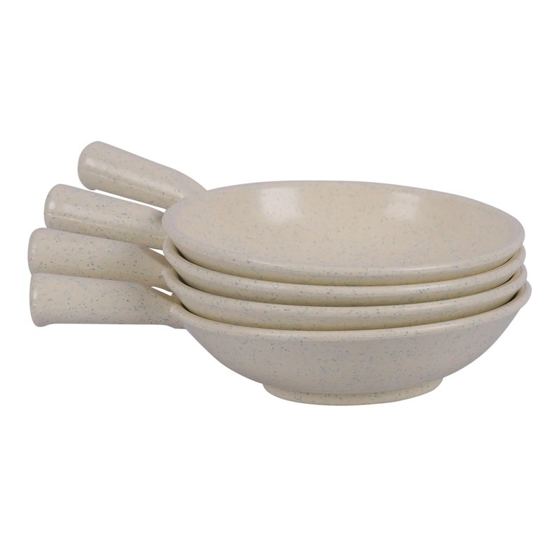 CORNET Polyproplene Pan Shape Chaat Bowl | Microwave Safe | Dessert Bowls | for Guests (Ivory, Set of 4) (7 * 5 * 1.5 Inches) - Image 1